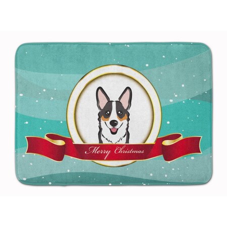 Carolines Treasures Tricolor Corgi Merry Christmas Machine Washable Memory Foam Mat BB1565RUG